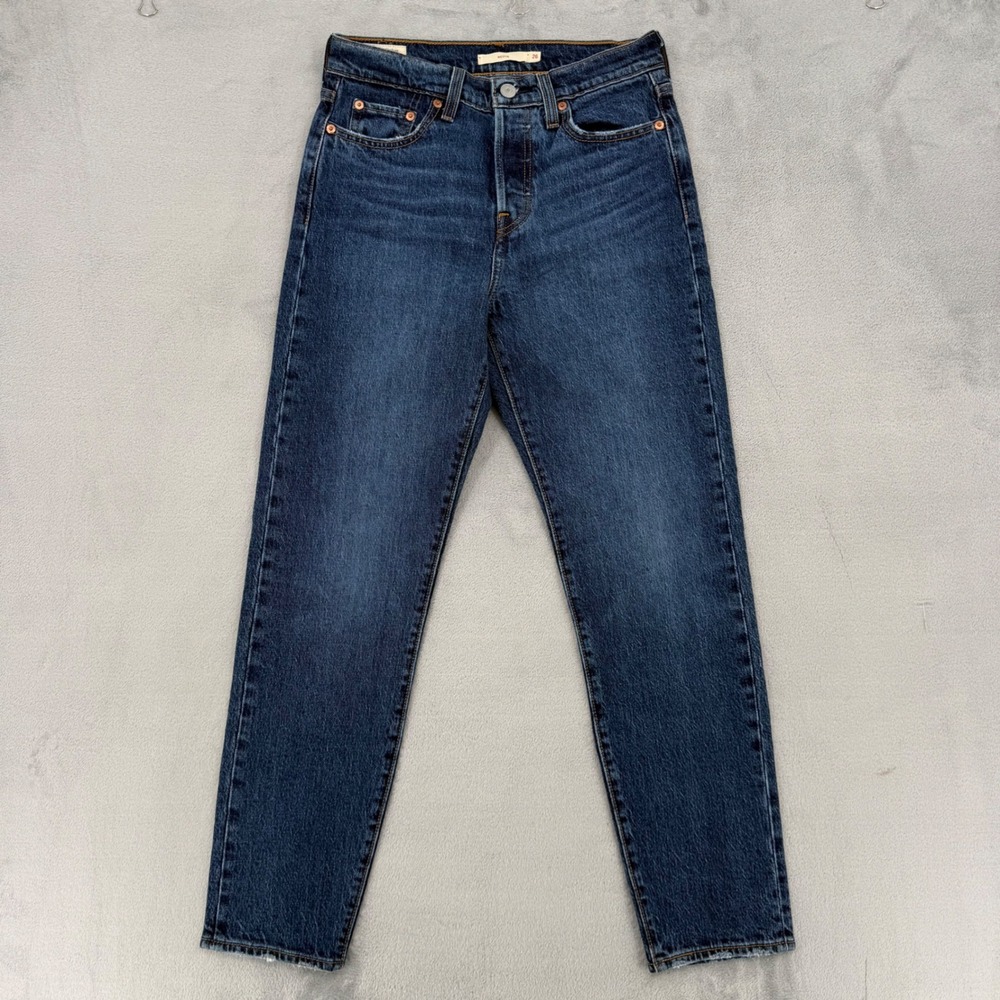 Levis Premium Wedgie Straight Jeans Dark Wash Indigo Blue Womens Size W 26